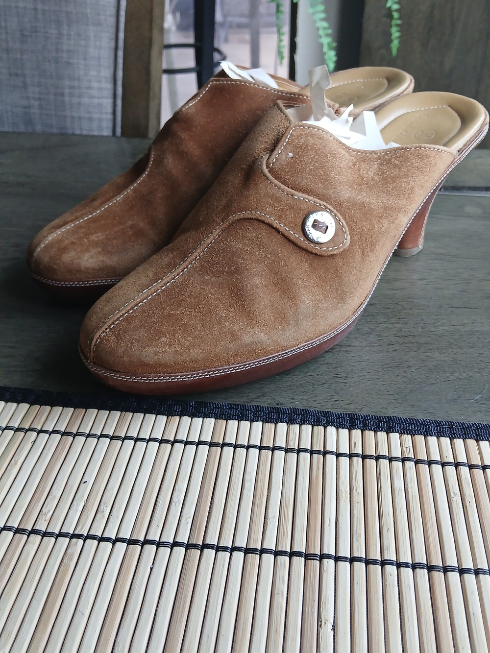Cole Haan Tan Suede Slip-On Mule Heels